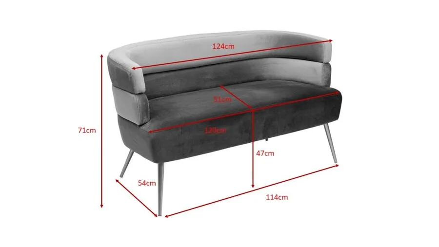 Sofa 2-osobowa welurowa SANDWICH - beżowy/złoty