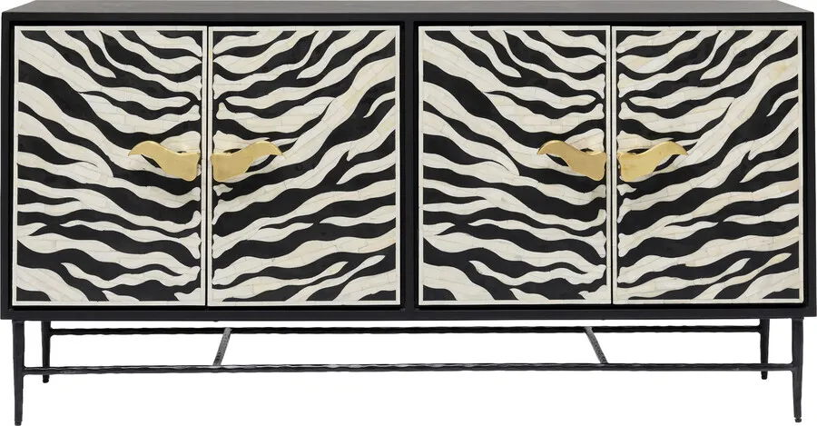 Komoda 4-drzwiowa ZEBRA - czarny/biały