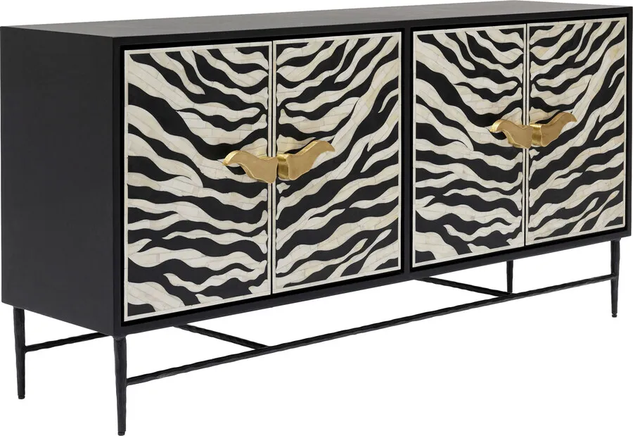 Komoda 4-drzwiowa ZEBRA - czarny/biały