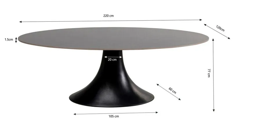 Stół owalny GRANDE POSSIBILITA 220x120 - czarny