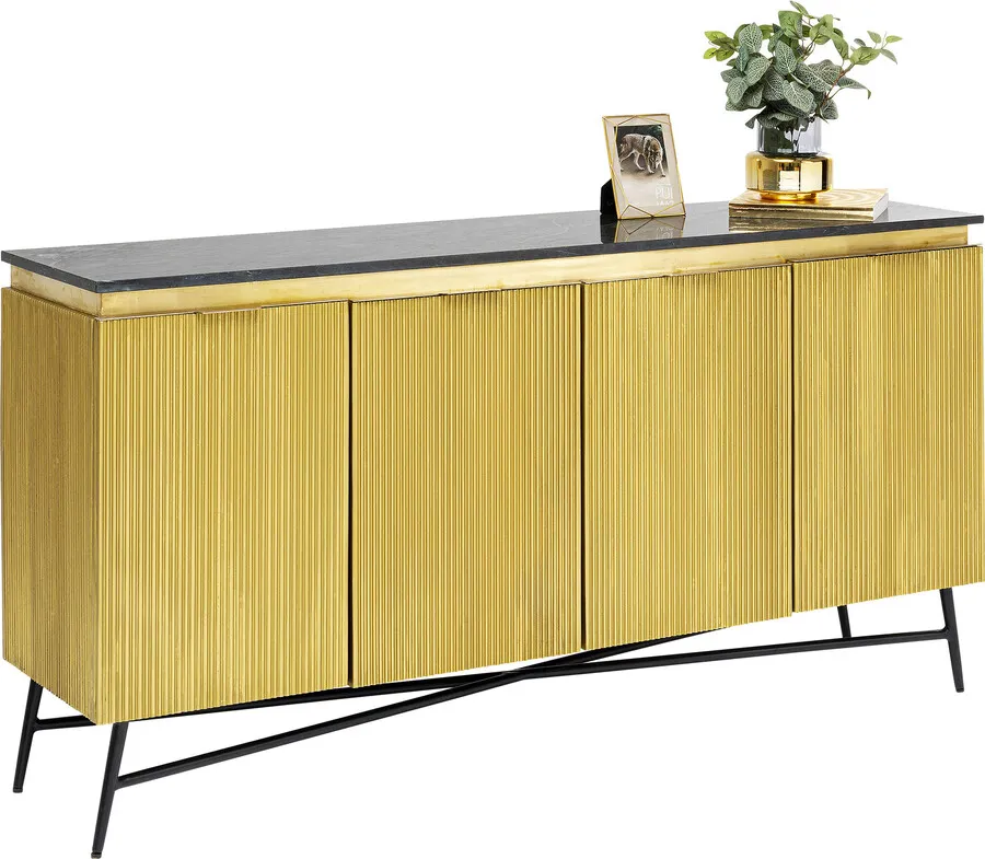 Komoda 4-drzwiowa GOLDIE - złoty/czarny