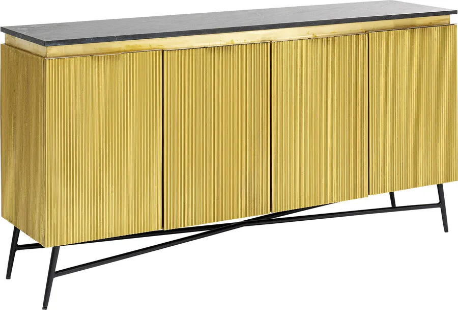 Komoda 4-drzwiowa GOLDIE - złoty/czarny