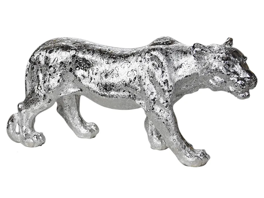 Figura lwicy A453-2S 52x14x25 cm - srebrny
