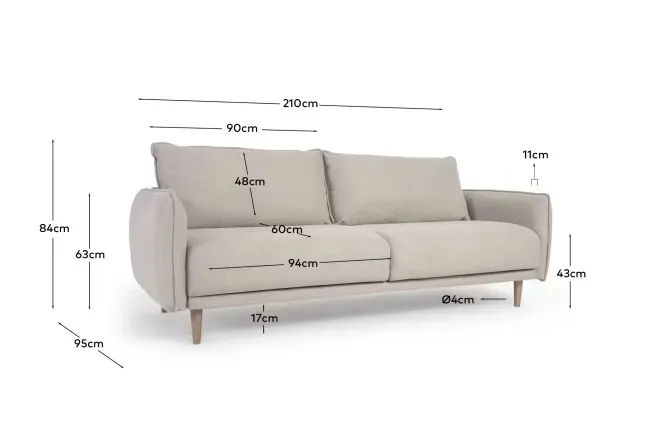 Sofa 3-osobowa CARLOTA - beżowy