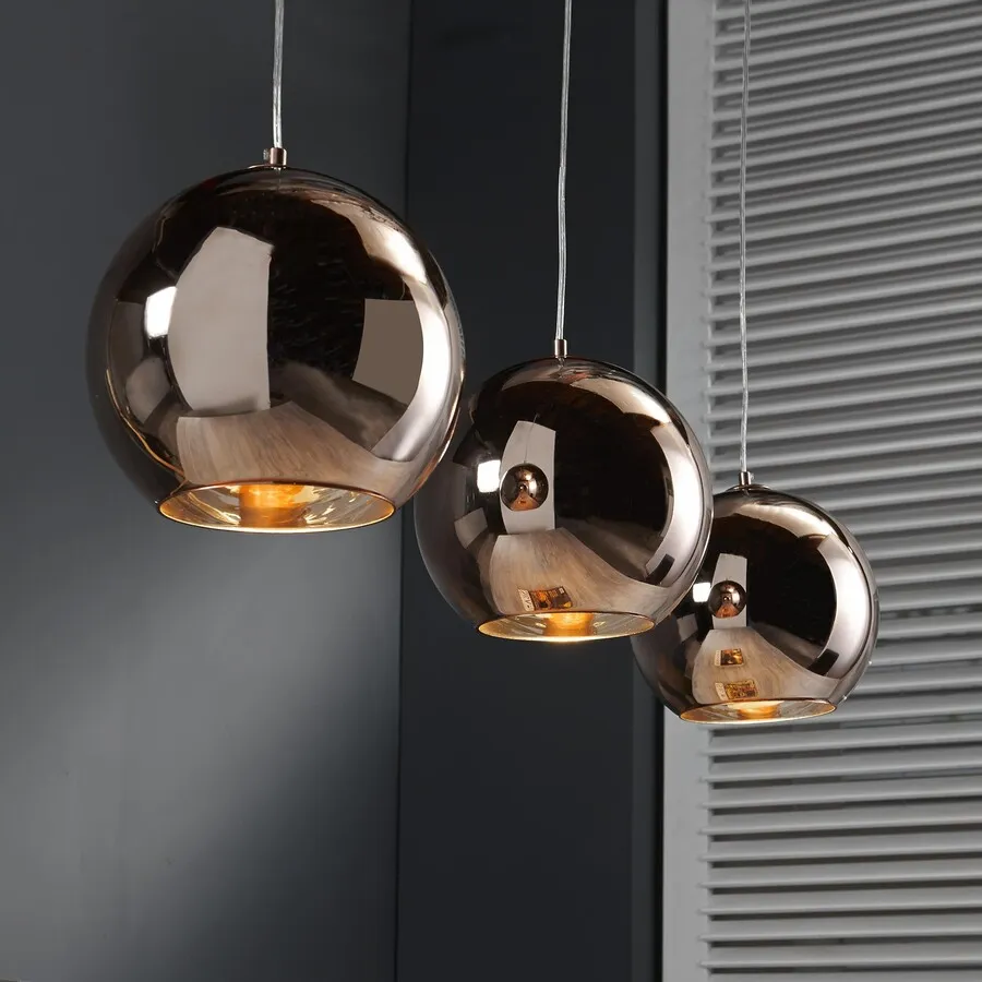 Lampa wisząca 3 -punktowa miedziana 110x25 cm