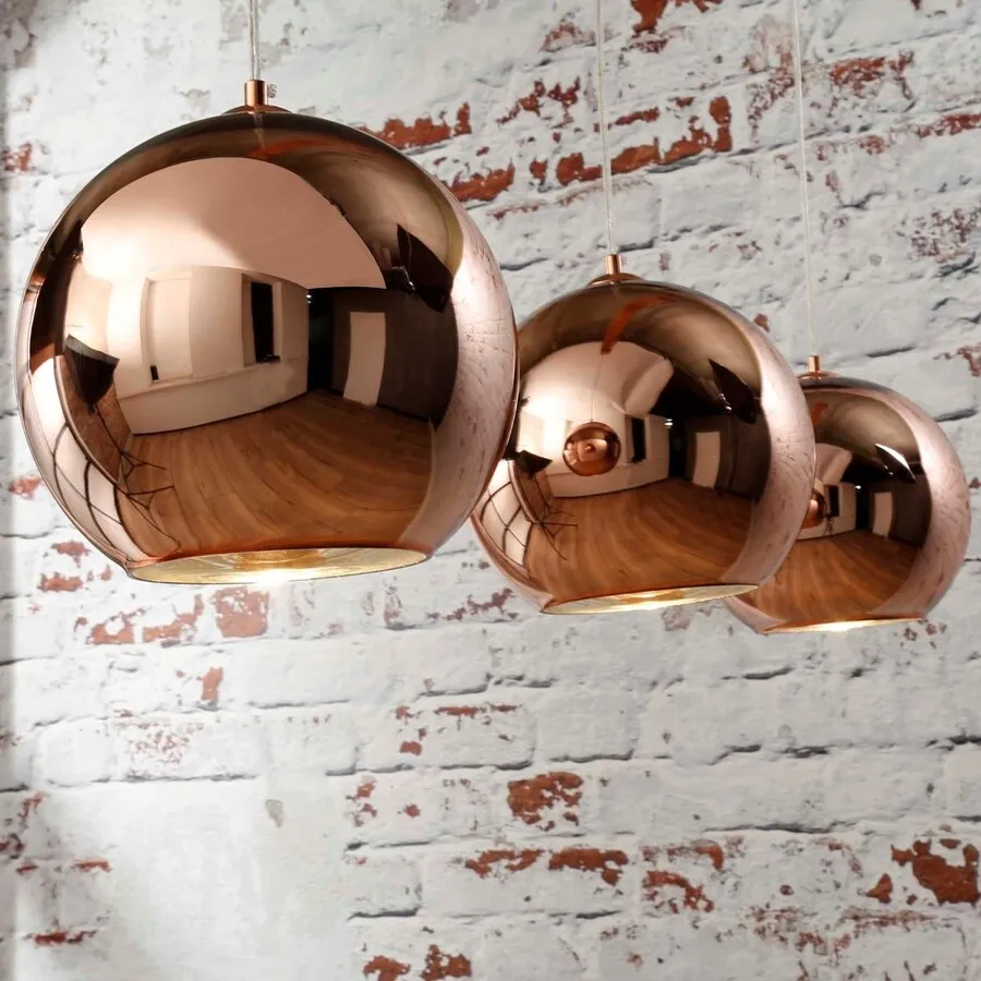 Lampa wisząca 3 -punktowa miedziana 110x25 cm