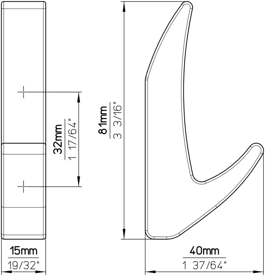 Wieszak 2433 - czarny mat / wys. 81 mm