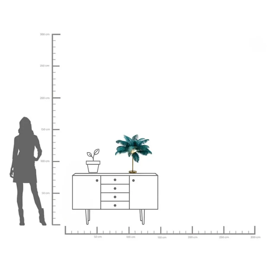 Lampa stołowa FEATHER PALM - zielony/złoty