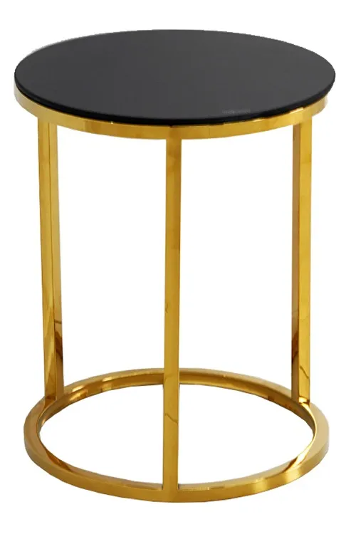 Stolik okrągły LW6061 - czarny/złoty