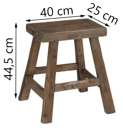 Taboret drewniany SQUARE - brązowy