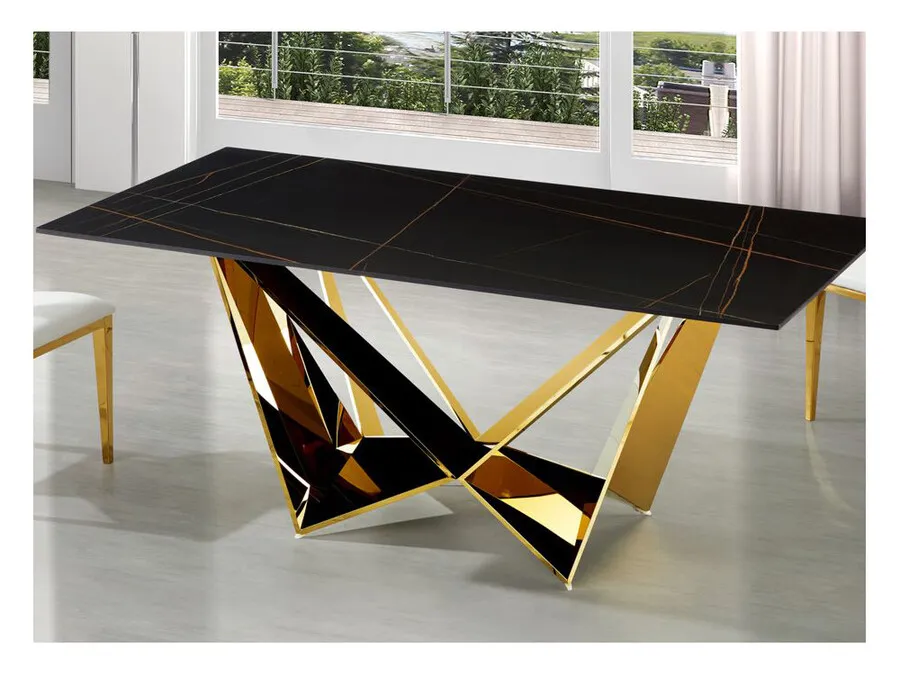 Stół designerski CT2061 200x100 - czarny/złoty