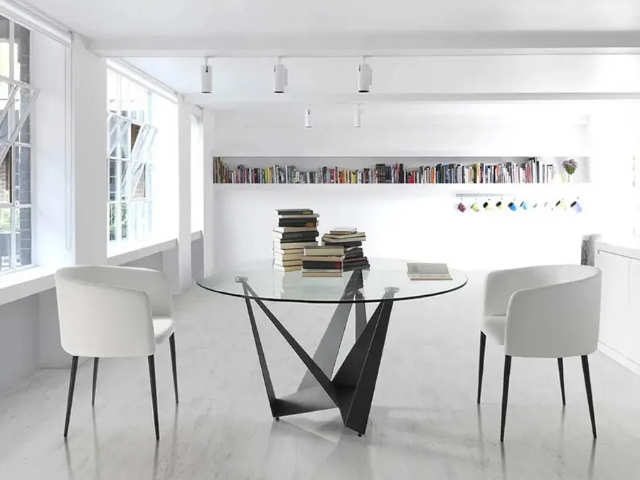 Designerski stół okrągły CT2061R 150 cm - transparentny/czarny