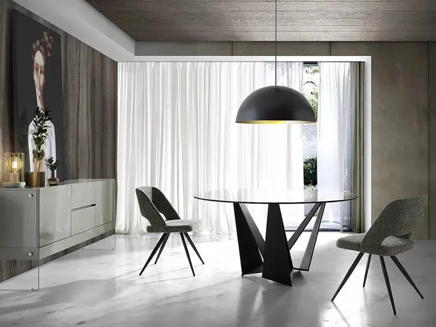 Designerski stół okrągły CT2061R 150 cm - transparentny/czarny