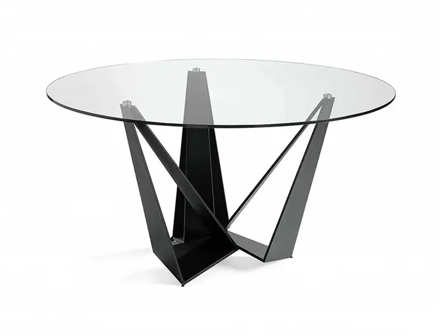 Designerski stół okrągły CT2061R 150 cm - transparentny/czarny