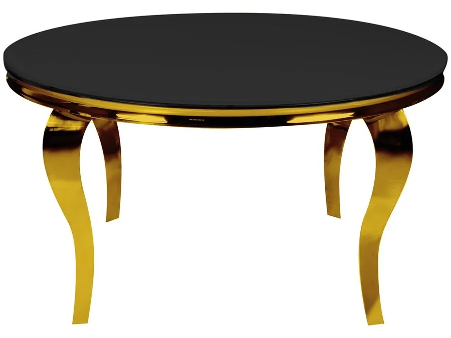 Stół okrągły glamour TH780-2 100 cm - czarny/złoty