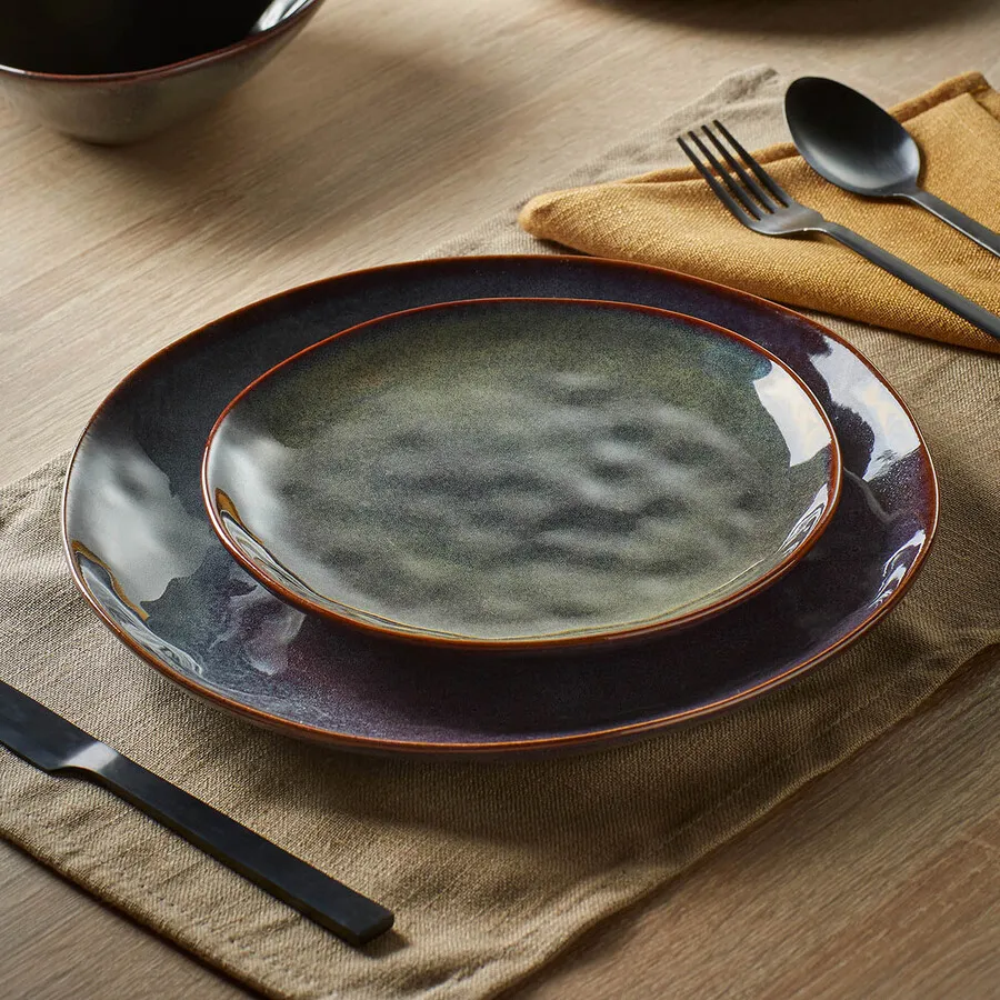 Talerz płaski ceramiczny 28 cm ciemnoniebieski