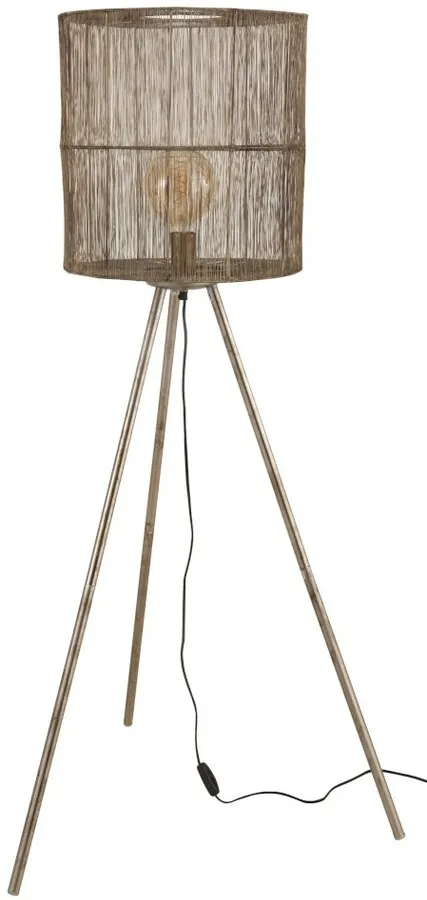 Lampa podłogowa metalowa brązowa 136 cm