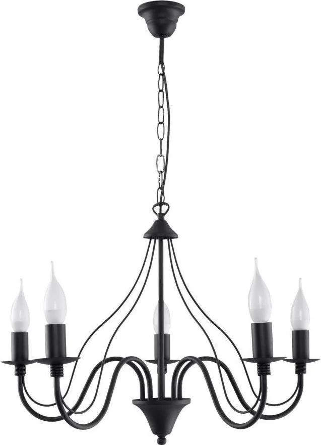Lampa wisząca 5-punktowa czarna 60x80 cm