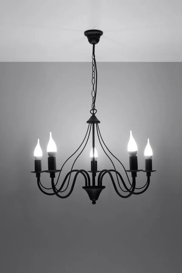 Lampa wisząca 5-punktowa czarna 60x80 cm