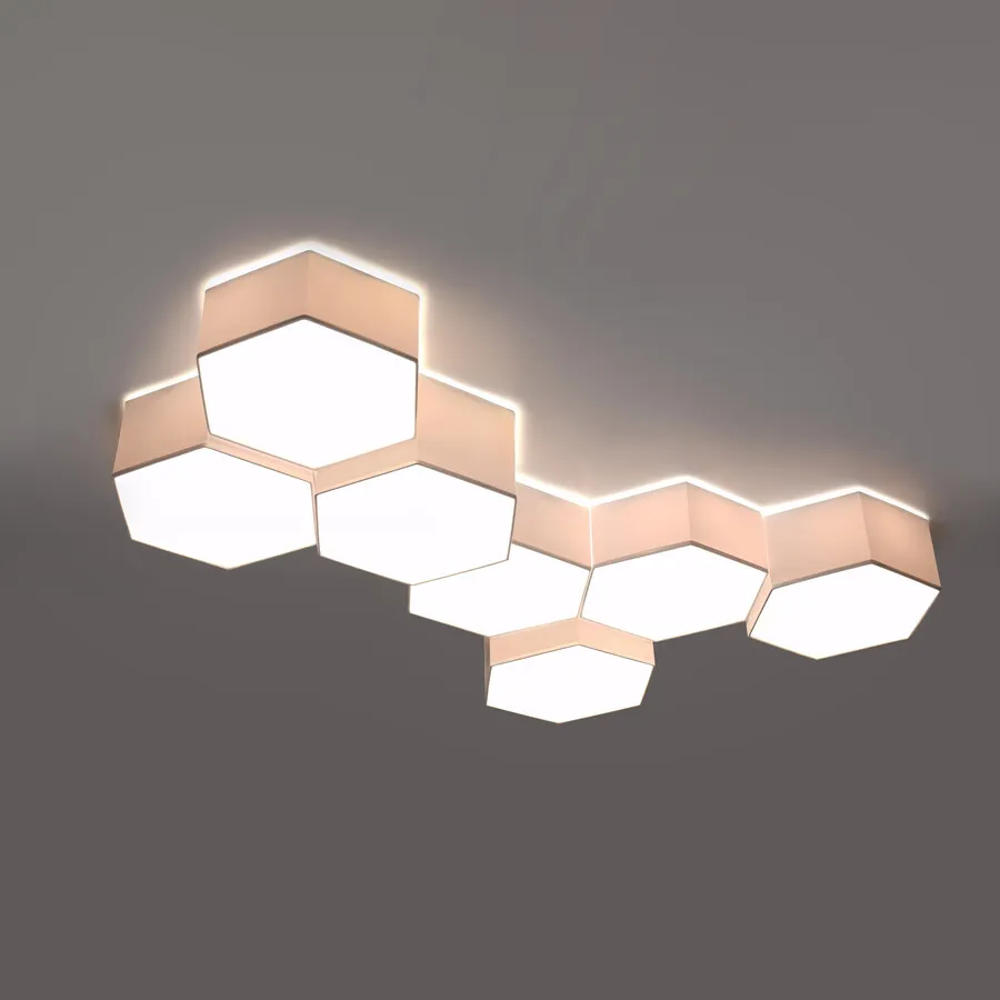 Plafon do salonu biały PVC 31x27x16 cm heksagon