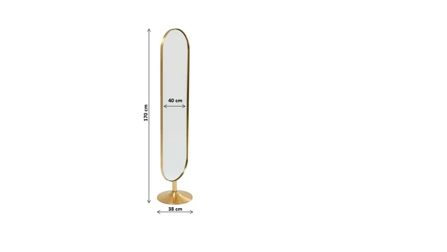 Lustro stojące CURVE 40x170 - mosiądz