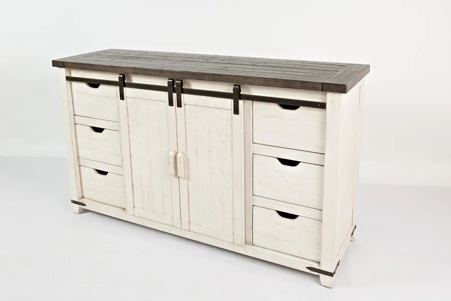 Komoda z drewna z recyklingu AVOLA 152,5 cm - biały/brązowy