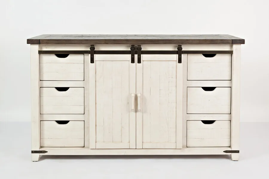 Komoda z drewna z recyklingu AVOLA 152,5 cm - biały/brązowy