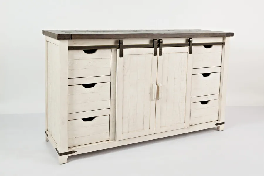 Komoda z drewna z recyklingu AVOLA 152,5 cm - biały/brązowy