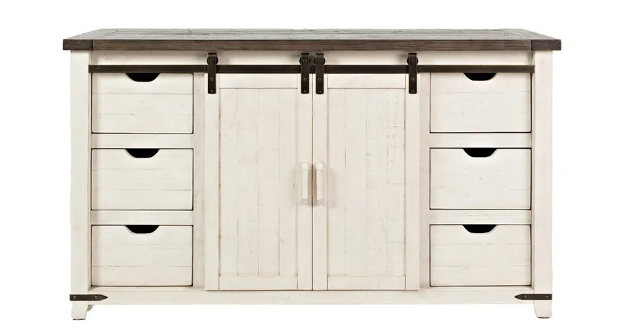 Komoda z drewna z recyklingu AVOLA 152,5 cm - biały/brązowy