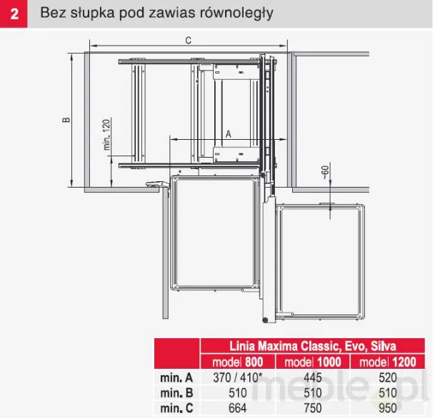 MAXIMA CLASSIC Corner Comfort 1000 lewy metal lakier grafit