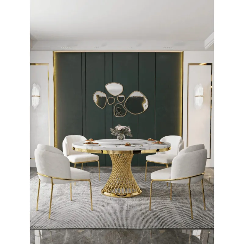 Stół okrągły EMPORIO GOLD 150 cm - biały/złoty