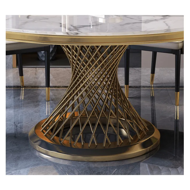 Stół okrągły EMPORIO GOLD 150 cm - biały/złoty
