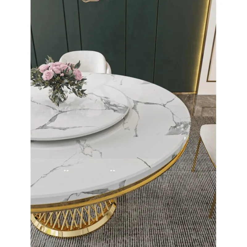 Stół okrągły EMPORIO GOLD 150 cm - biały/złoty