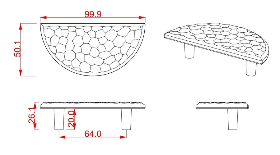 Uchwyt meblowy półokrągły CEBI 1195 - złoty mat / rozstaw 64 mm
