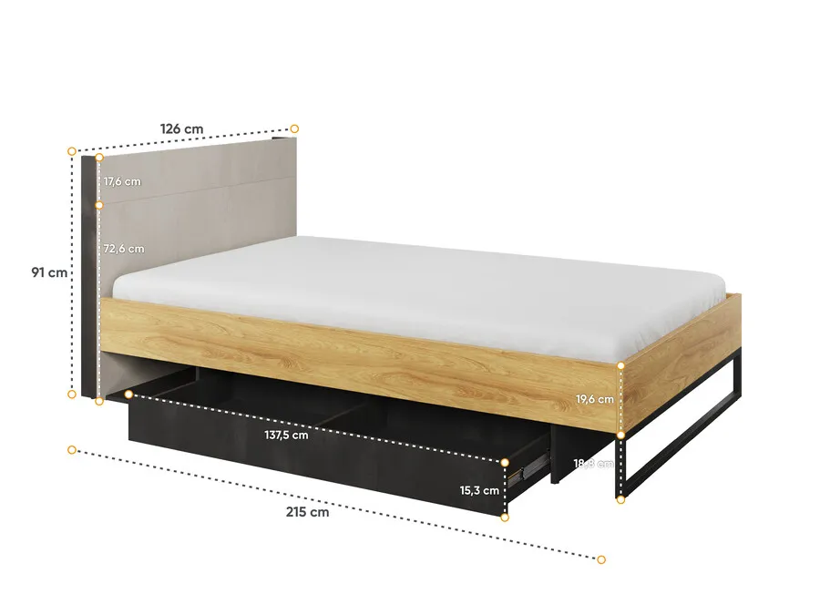 Łóżko TEEN FLEX TF-17 120x200 - hikora naturalna/silk flou