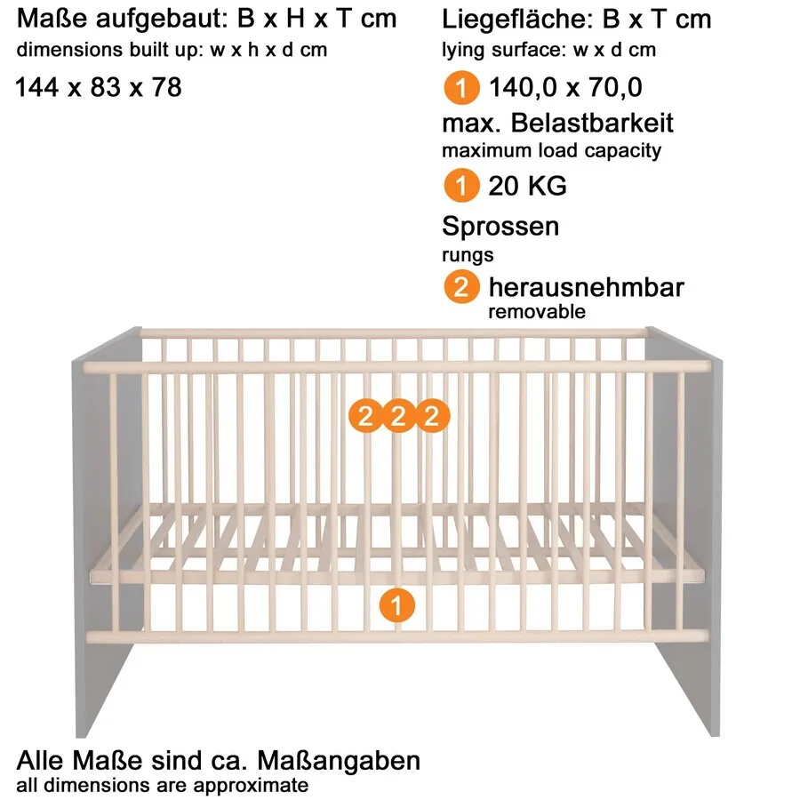 Łóżeczko dziecięce MATS BABY 140x70 - biały