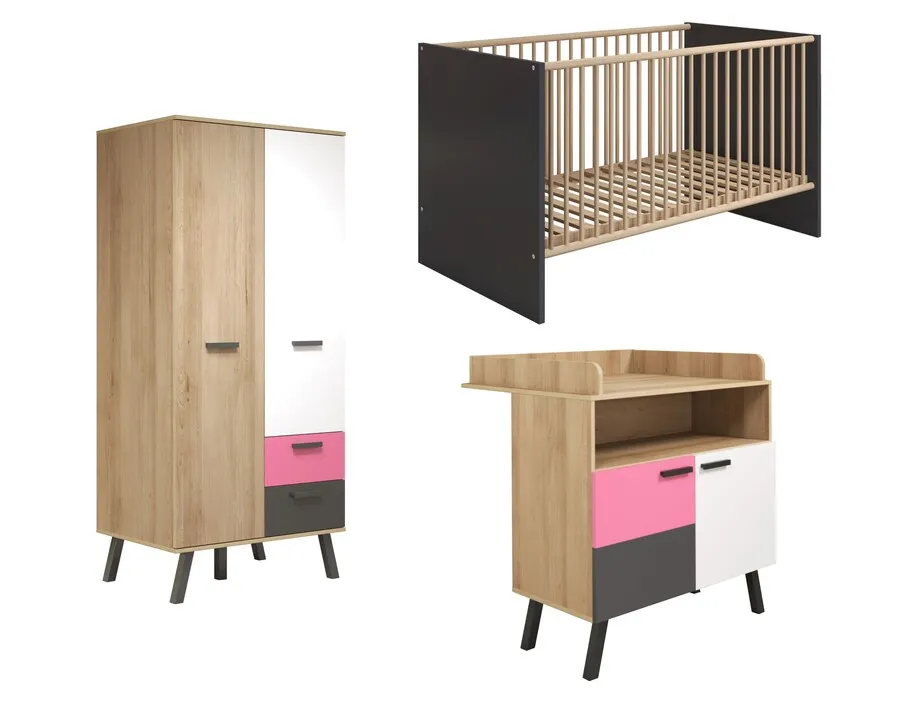 Zestaw mebli dziecięcych MATS BABY 01 - buk bianco/szary