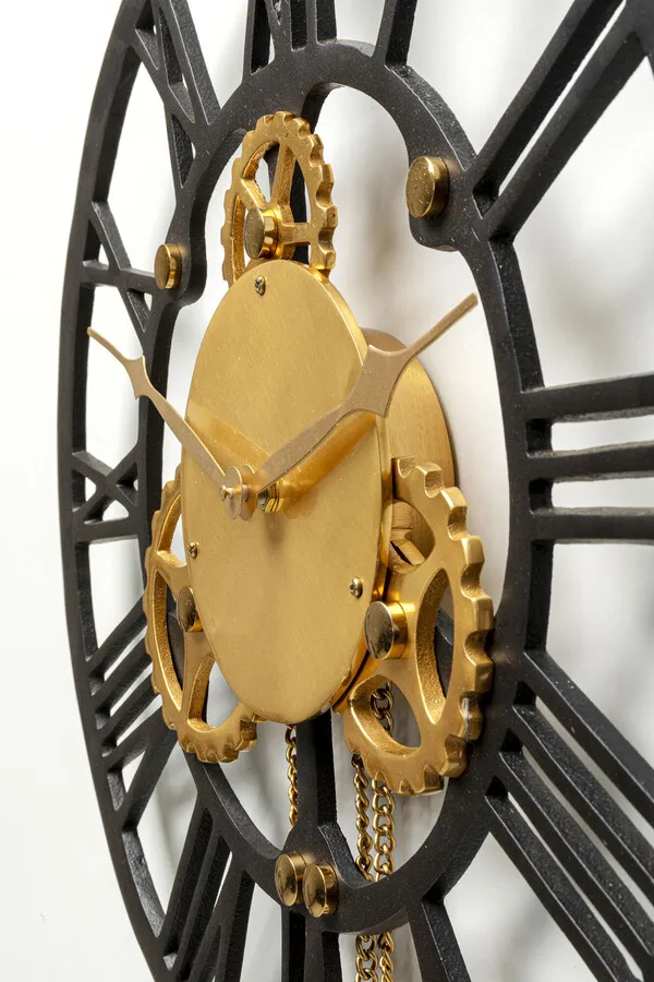 Zegar CLOCKWORK - czarny/złoty