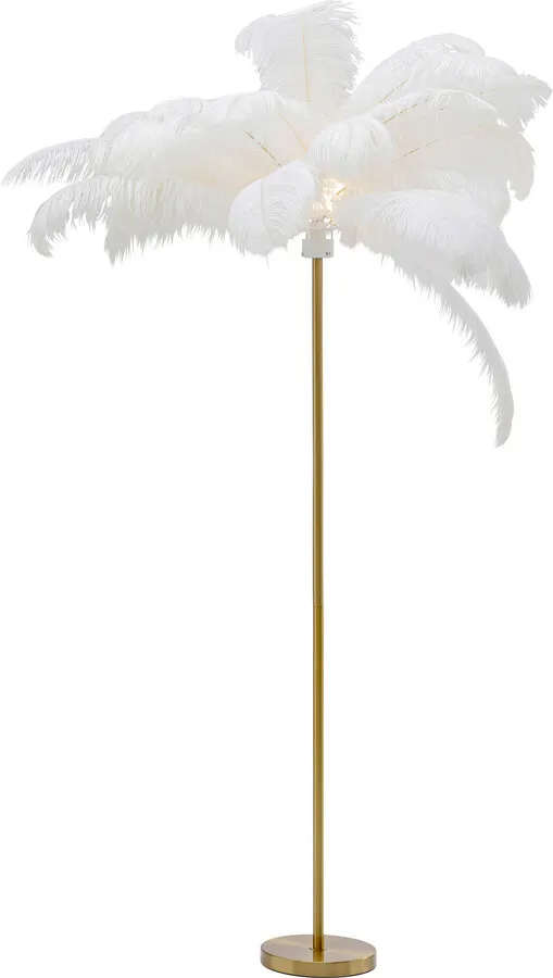 Lampa podłogowa FEATHER PALM - biały/złoty