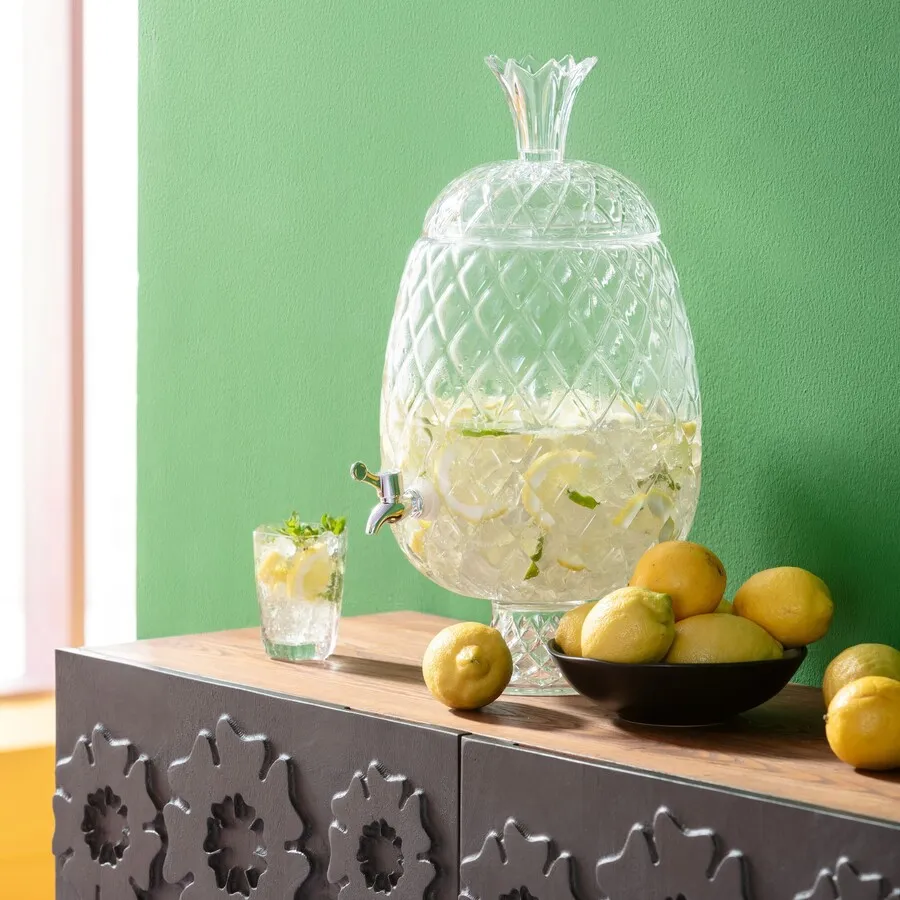 Słoik do napojów z kranikiem PINEAPPLE - transparentny