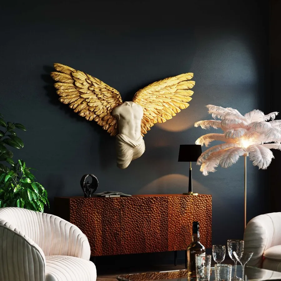 Dekoracja ścienna GUARDIAN ANGEL MALE 124x71 - beżowy/złoty