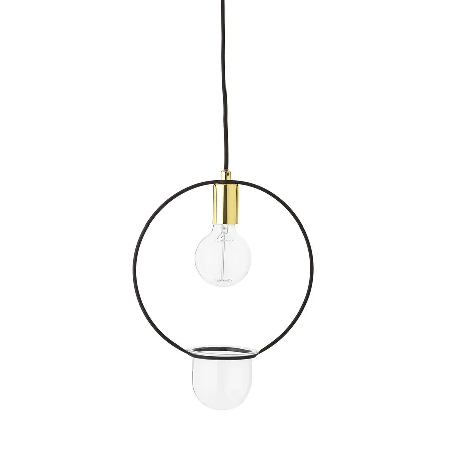 Lampa wisząca z doniczką CARALINA - złoty/czarny
