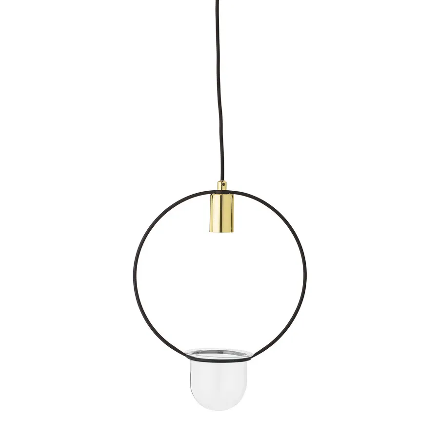 Lampa wisząca z doniczką CARALINA - złoty/czarny