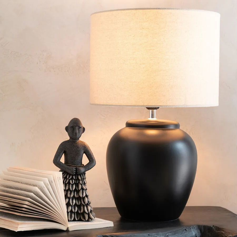 Lampa stołowa MELI - czarny/beżowy
