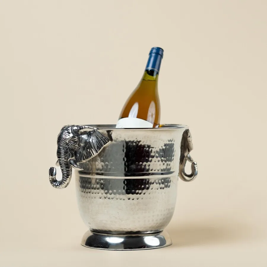 Cooler do wina HAPPY ELEPHANTS - srebrny