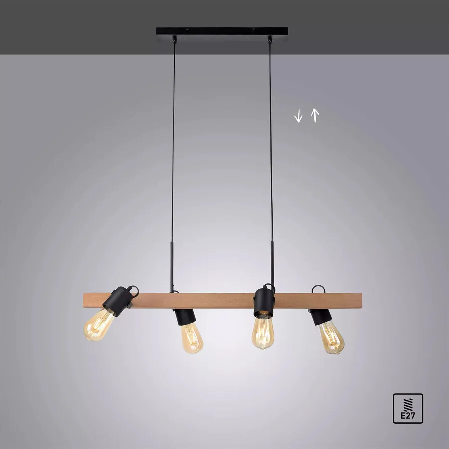 Lampa wisząca CANOP 15630-18 - czarny/naturalny