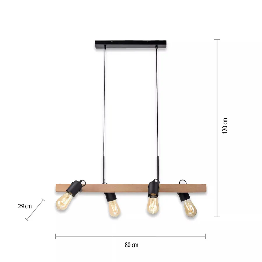 Lampa wisząca CANOP 15630-18 - czarny/naturalny