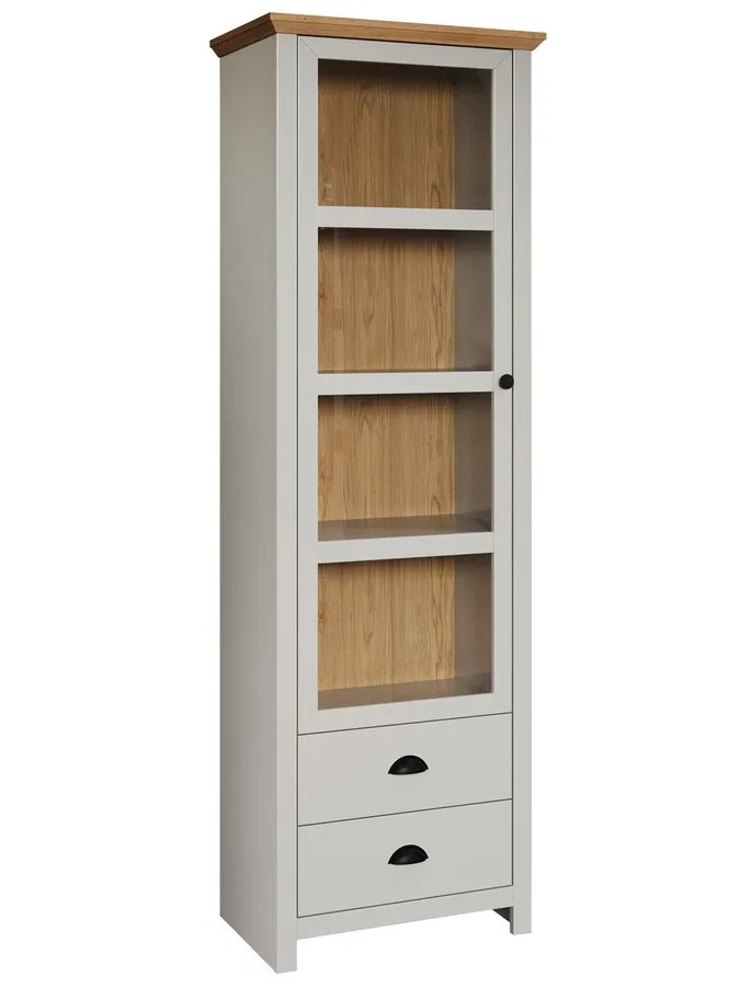 Witryna wąska 1-drzwiowa LANDSIDE - jasnoszary/dąb artisan