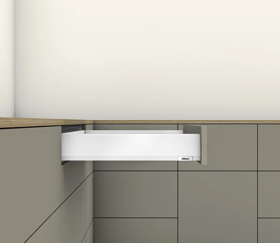 Szuflada MERIVOBOX z hamulcem / wys. M=91 mm / dł. 55 cm / 40 kg / biały