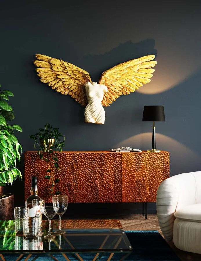 Dekoracja ścienna GUARDIAN ANGEL FEMALE 124x71 - beżowy/złoty